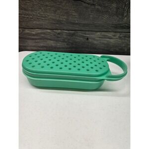 Vintage Tupperware Jadeite Green Soap Dish Travel Case Container 1375-7 2 Piece